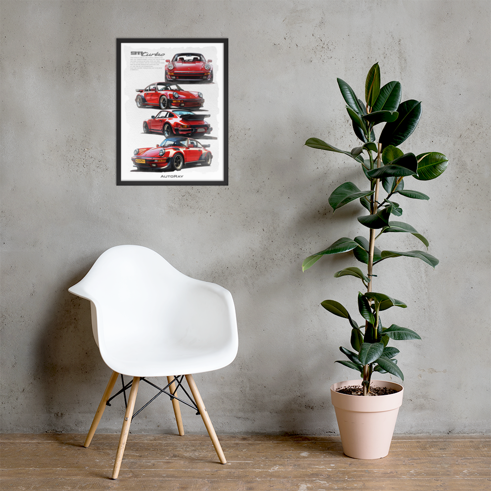 Car illustration Framed poster(Porsche 911 turbo)