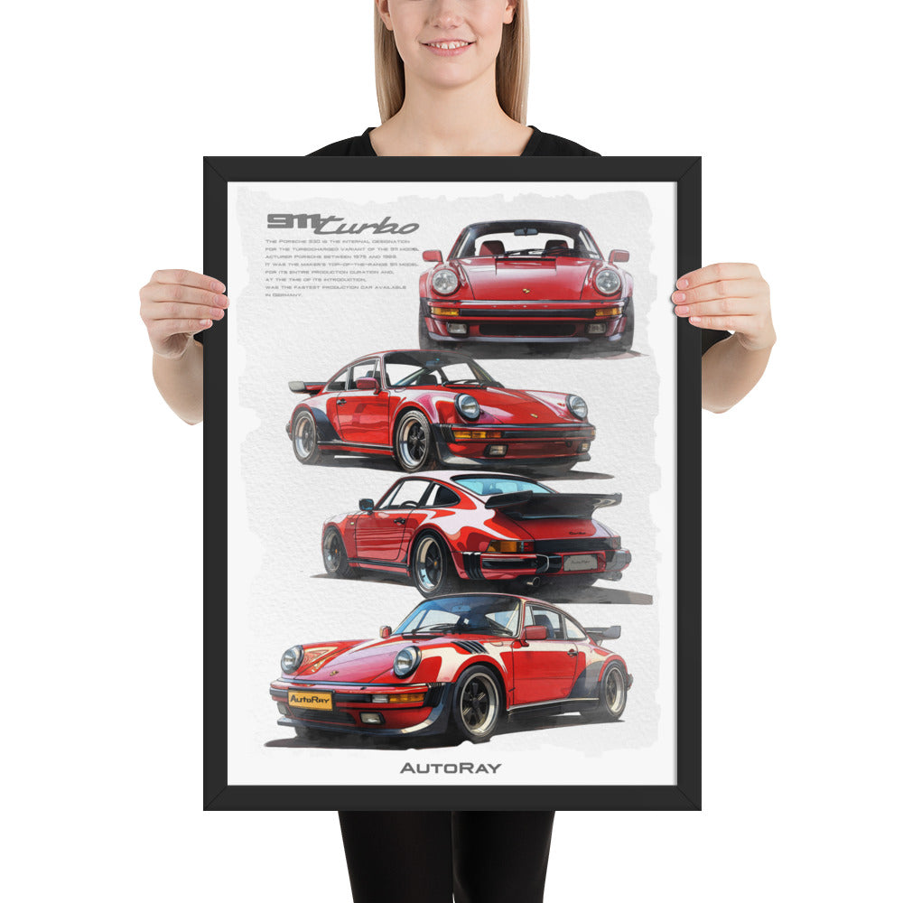 Car illustration Framed poster(Porsche 911 turbo)