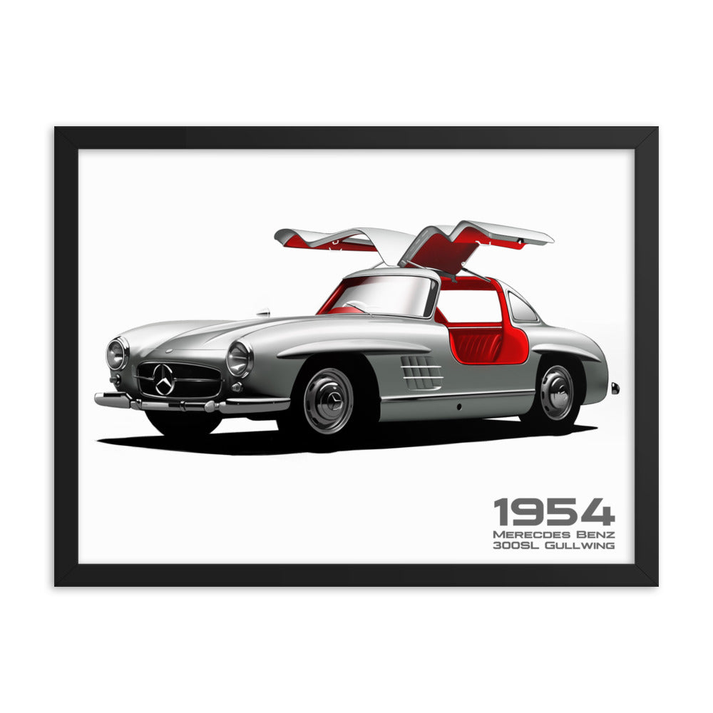 Car illustration Mercedes-Benz-1954-300-SL] [Framed poster