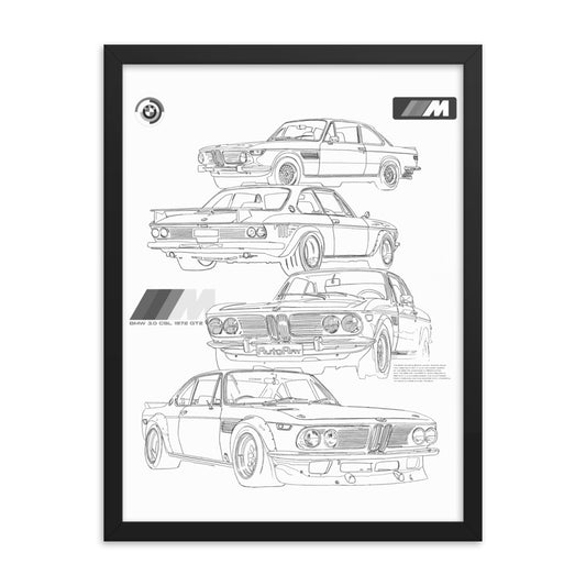 Car illustration BMW Old car Framed poster