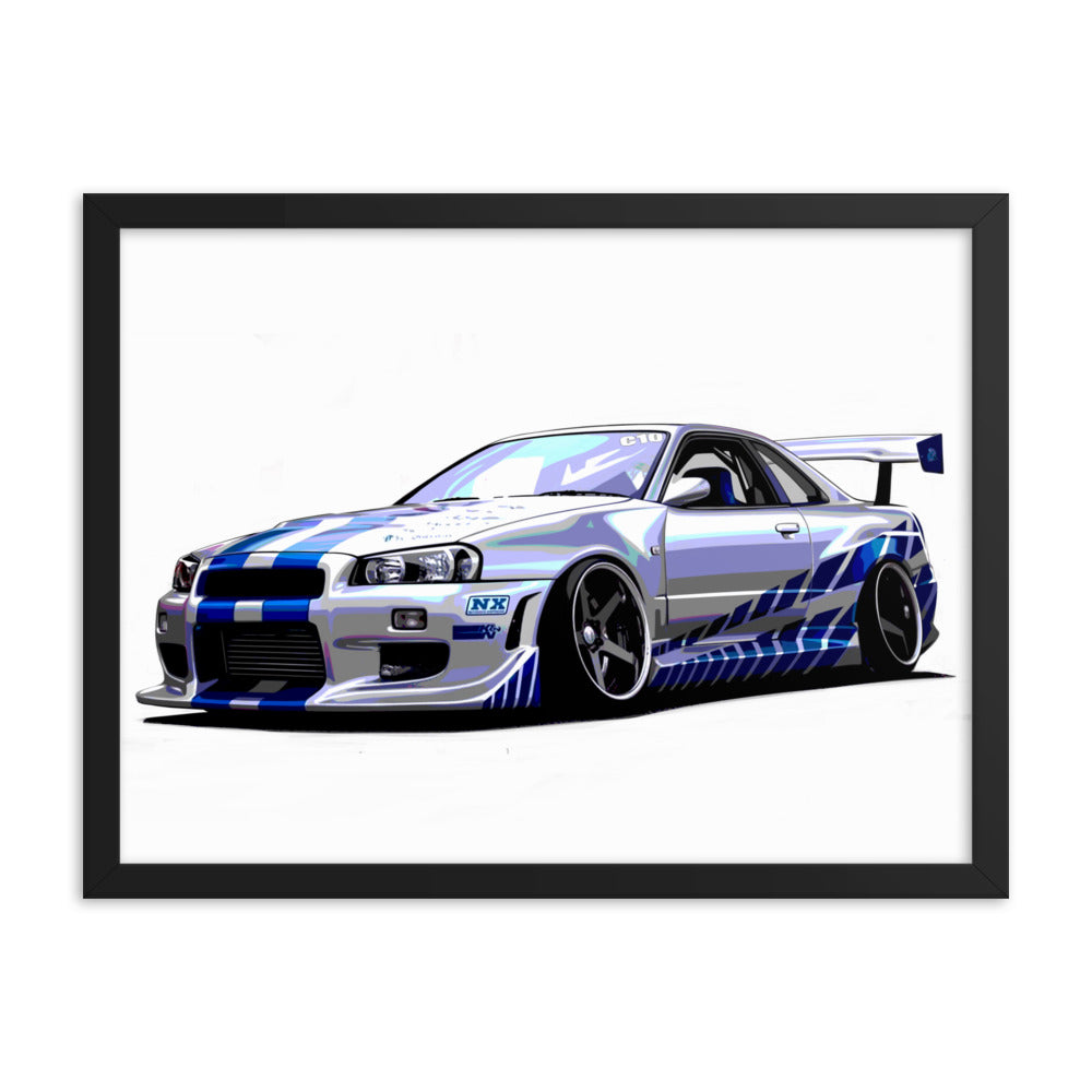 Car illustration [nissan gt-R34] Framed poster