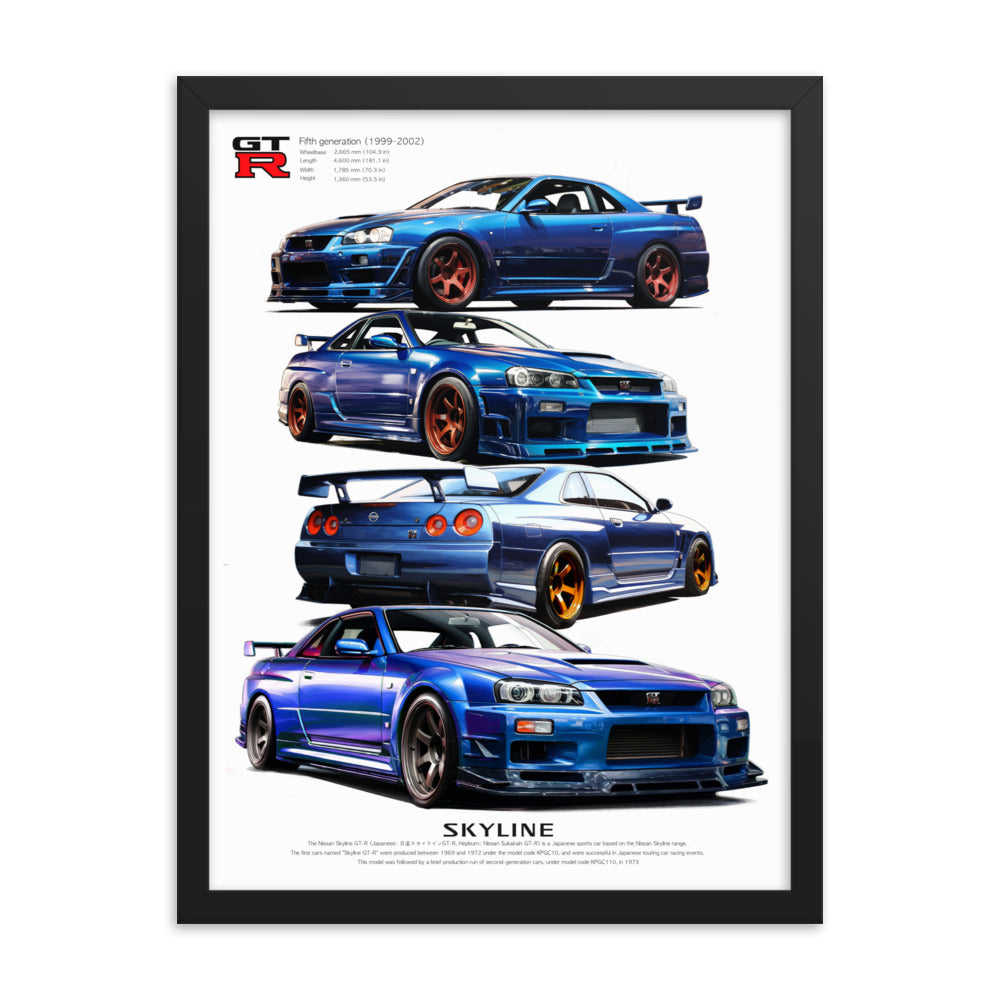 Car illustration [nissan gt-R34] Framed poster