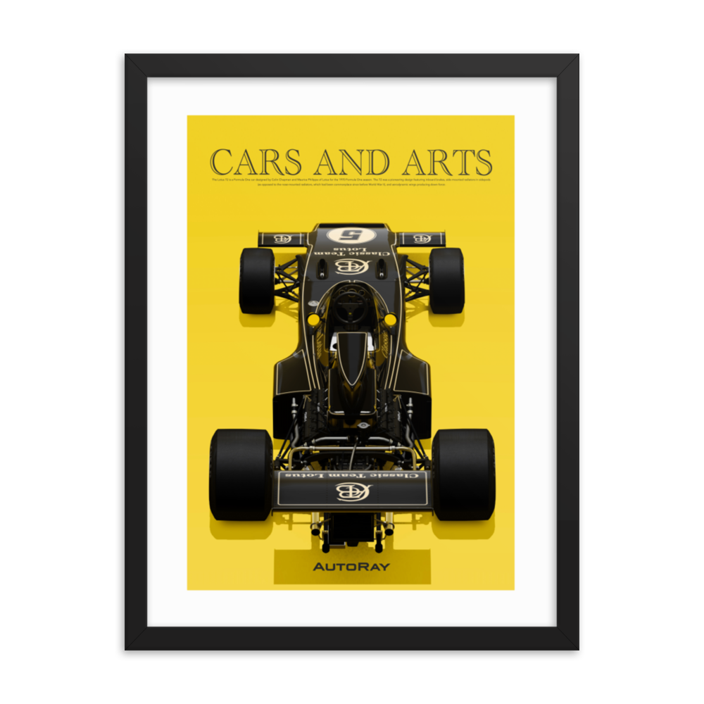 Car illustration Framed poster (Lotus 72D)