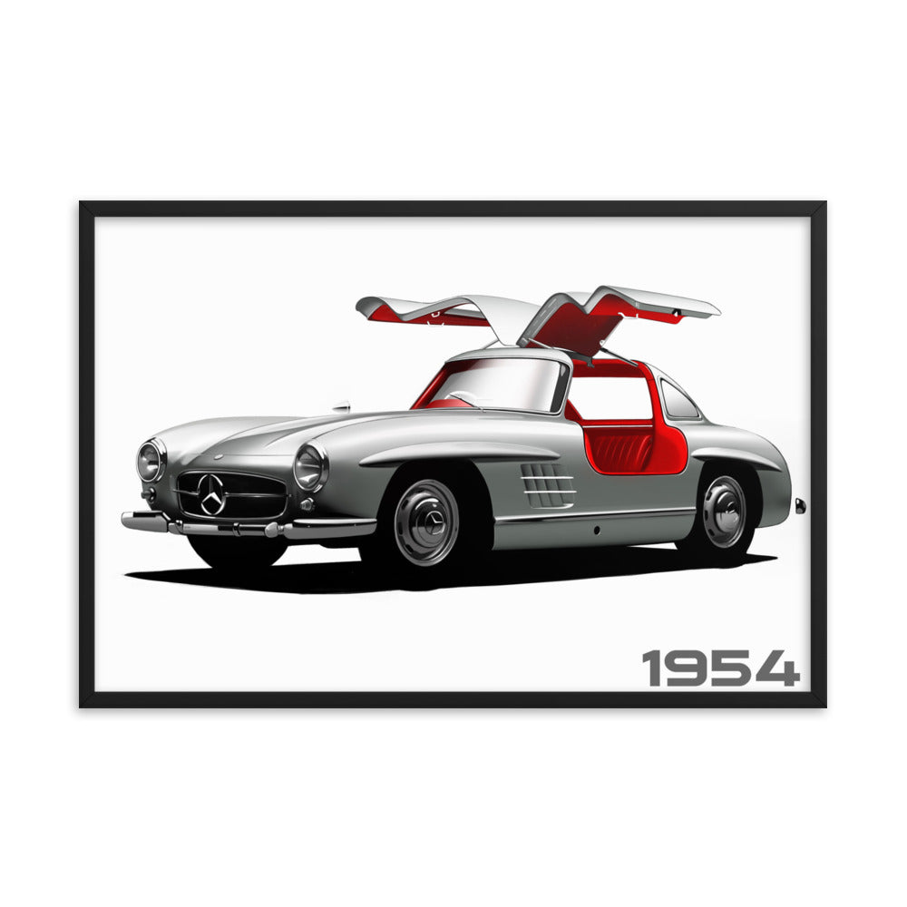 Car illustration Mercedes-Benz-1954-300-SL] [Framed poster