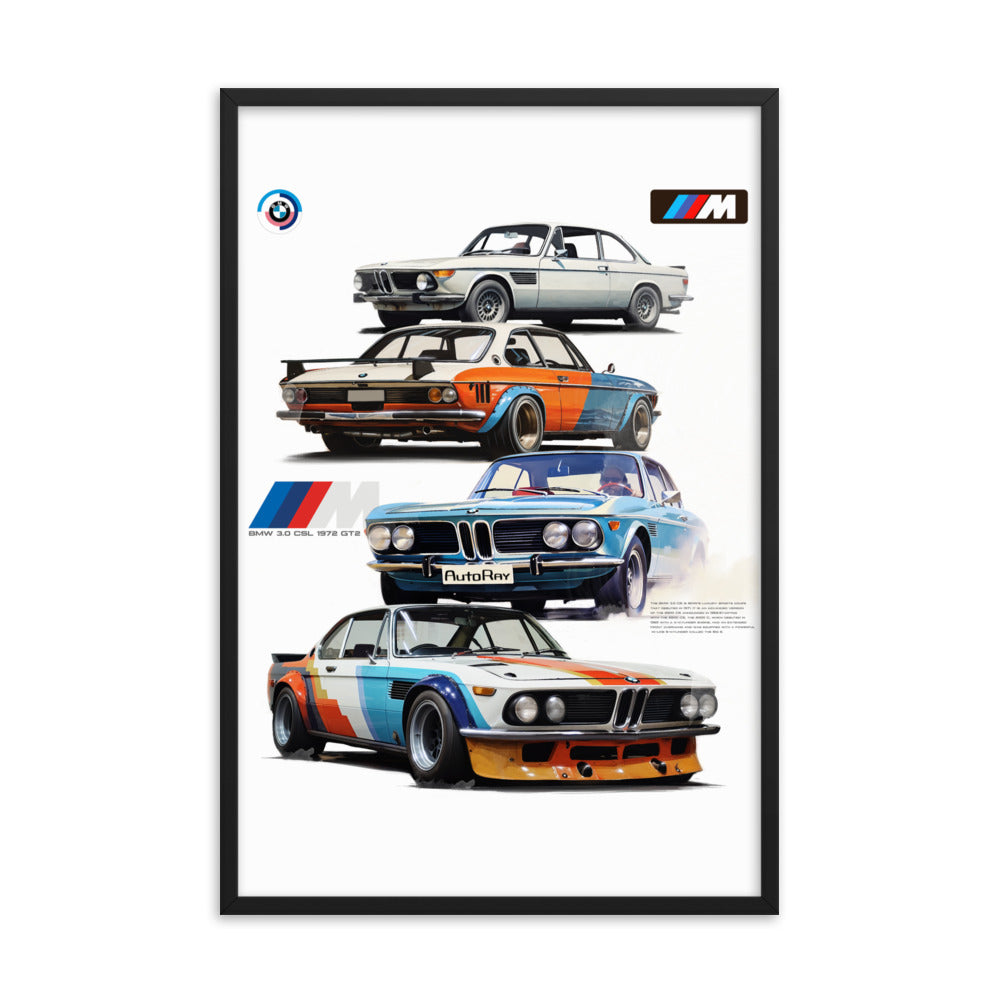 Car illustration BMW Old car Framed poster