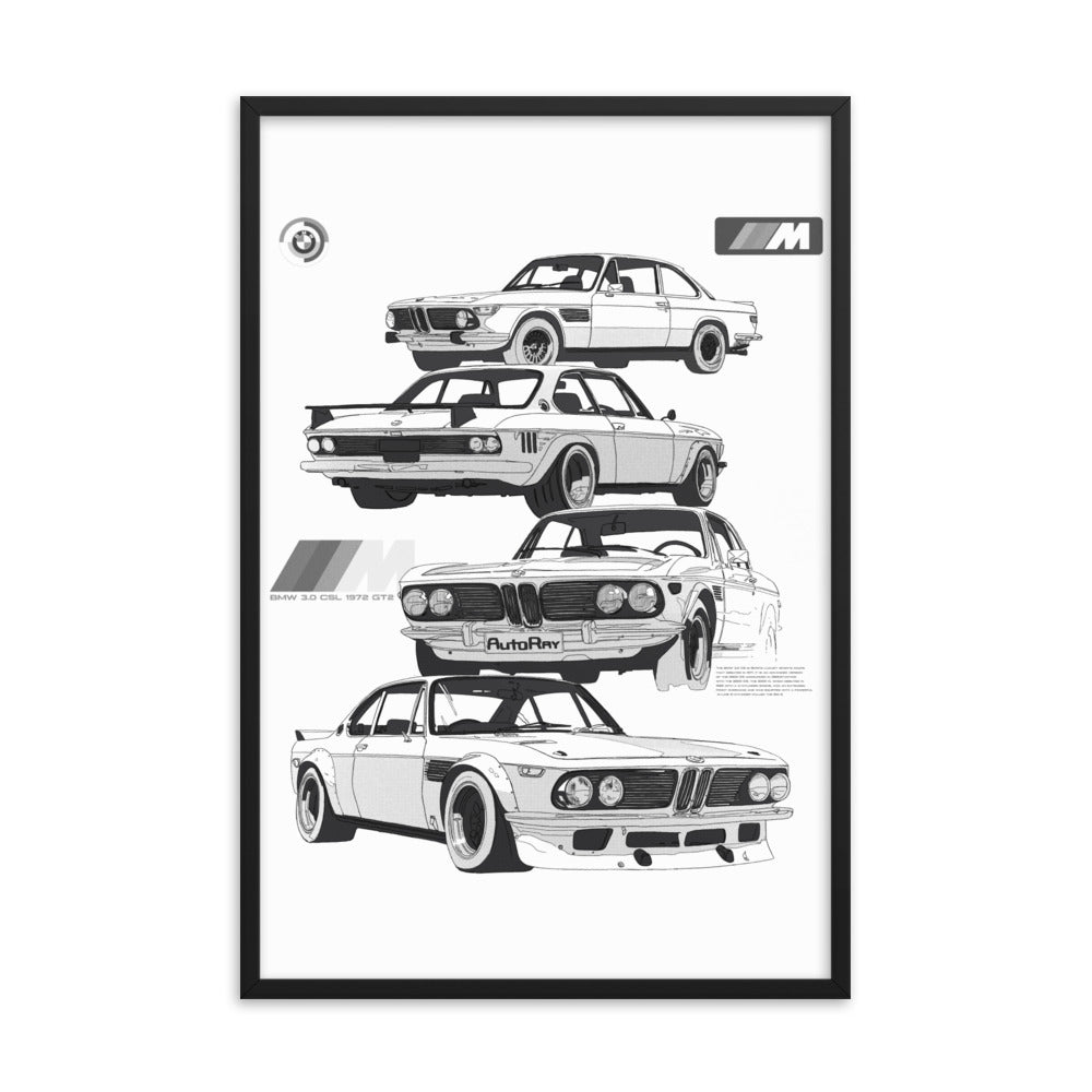 Car illustration bmw Old car Framed poster