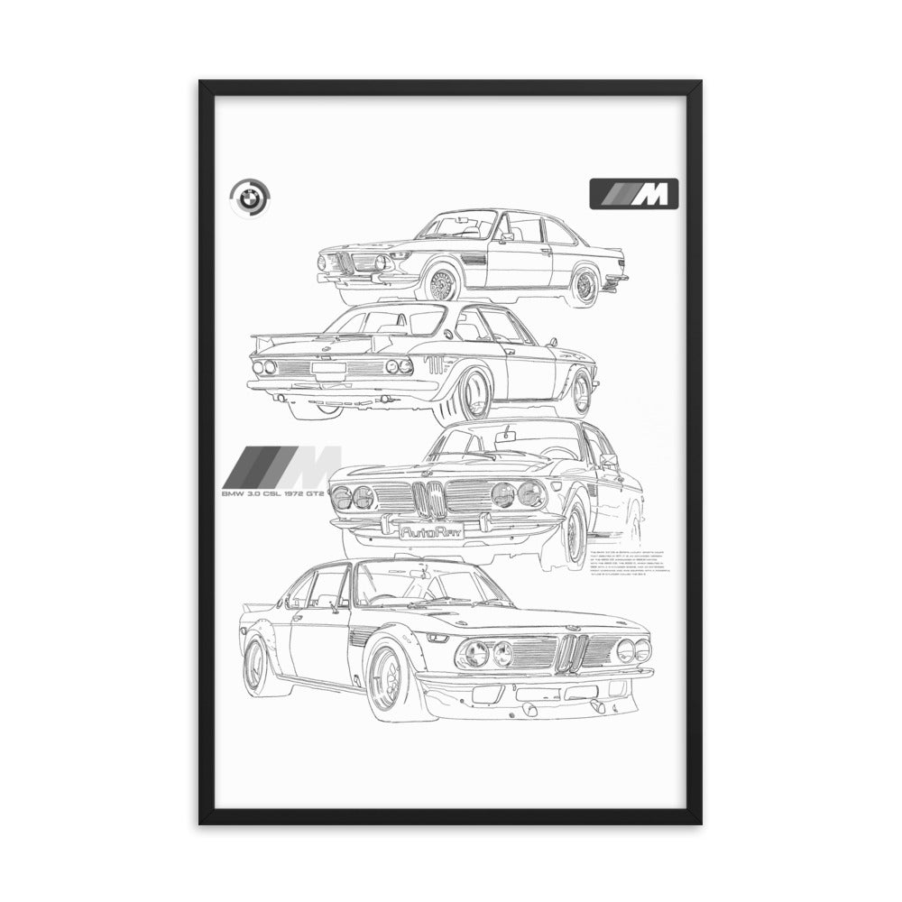 Car illustration BMW Old car Framed poster