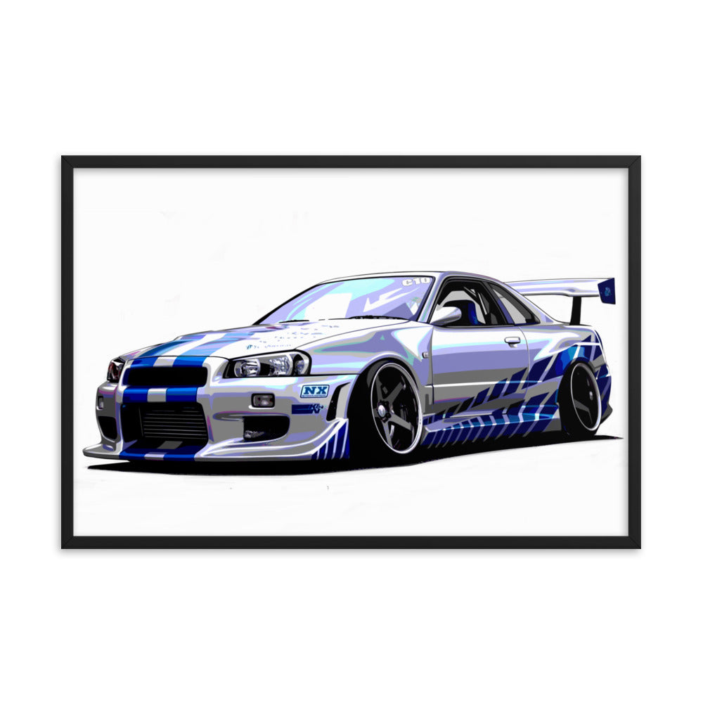 Car illustration [nissan gt-R34] Framed poster