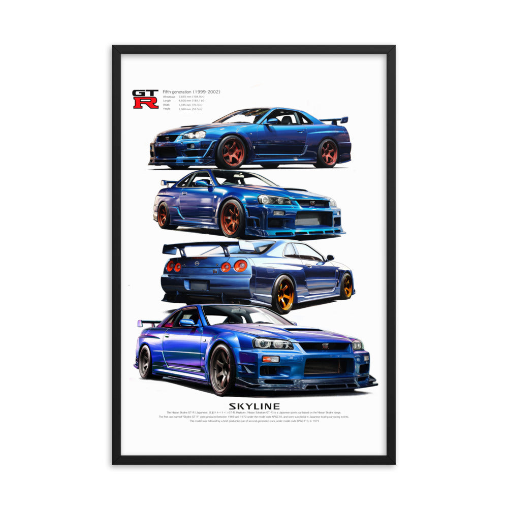 Car illustration [nissan gt-R34] Framed poster