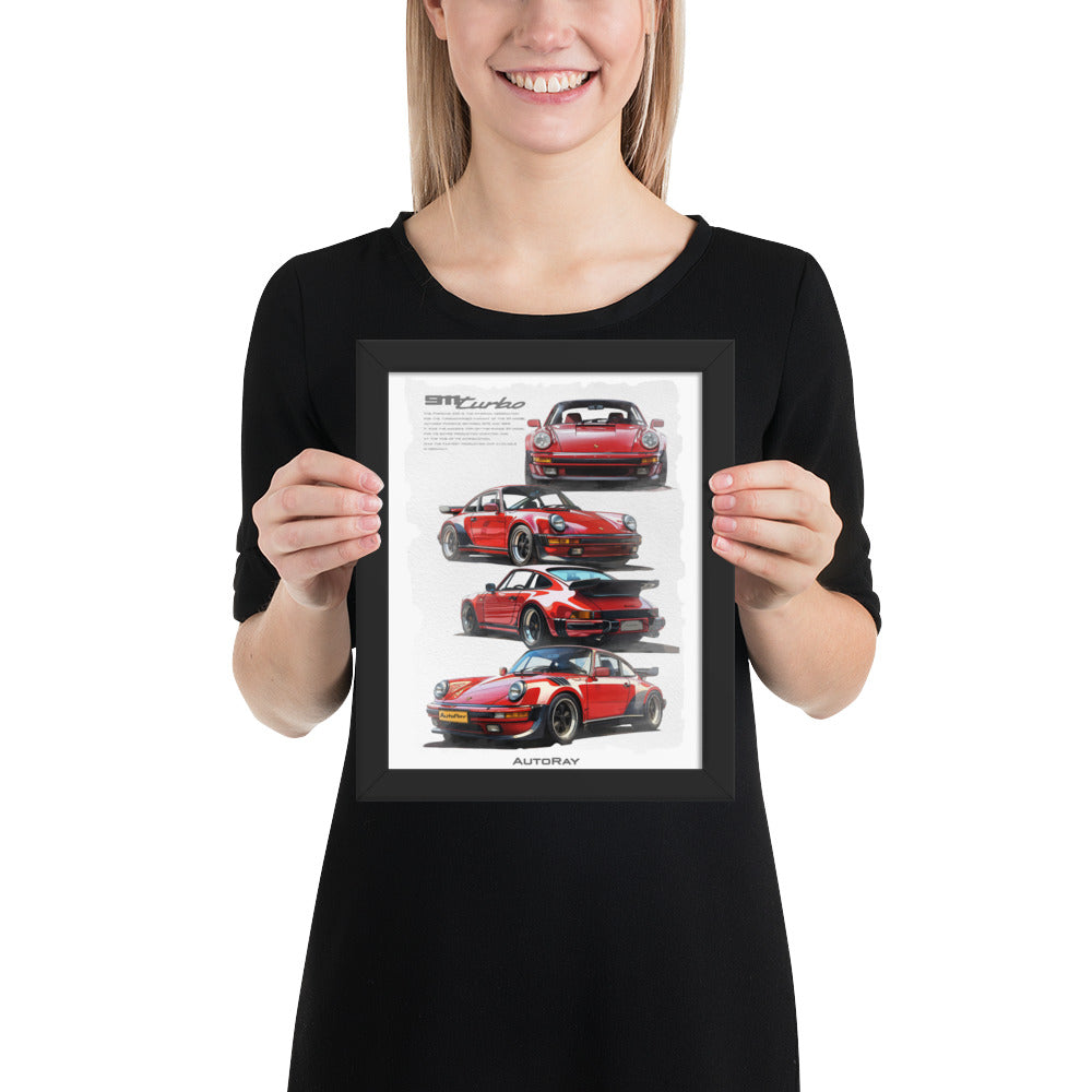 Car illustration Framed poster(Porsche 911 turbo)