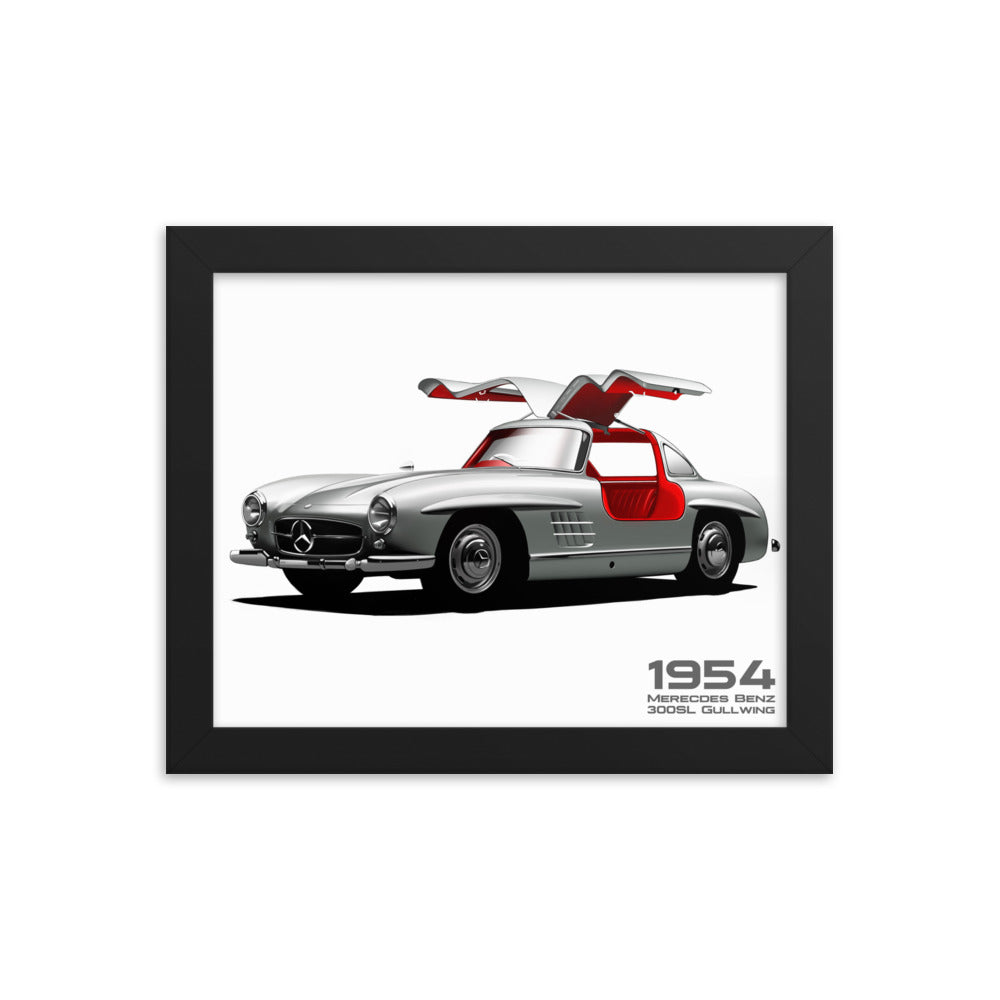 Car illustration Mercedes-Benz-1954-300-SL] [Framed poster