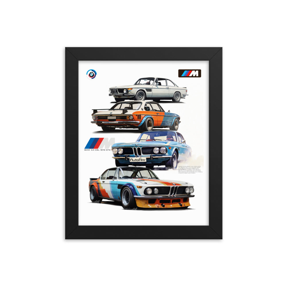 Car illustration BMW Old car Framed poster