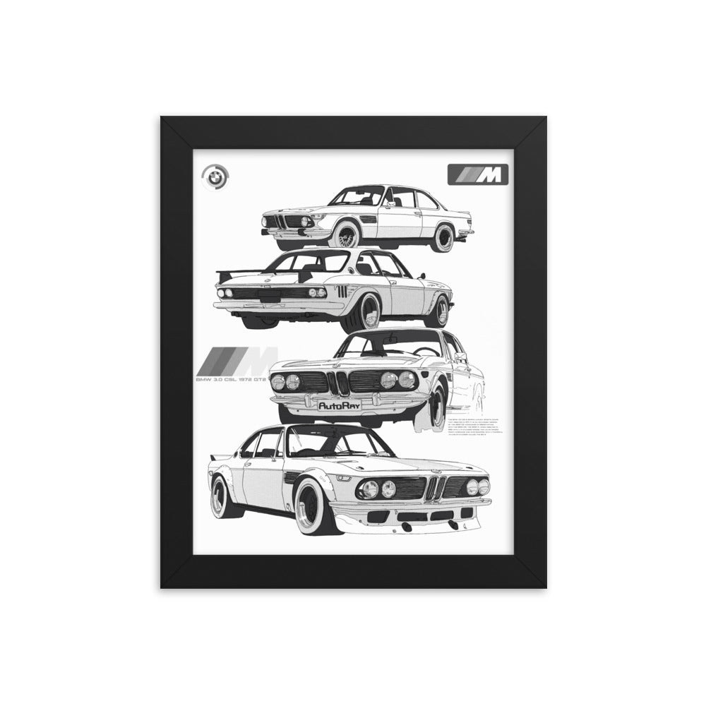 Car illustration bmw Old car Framed poster