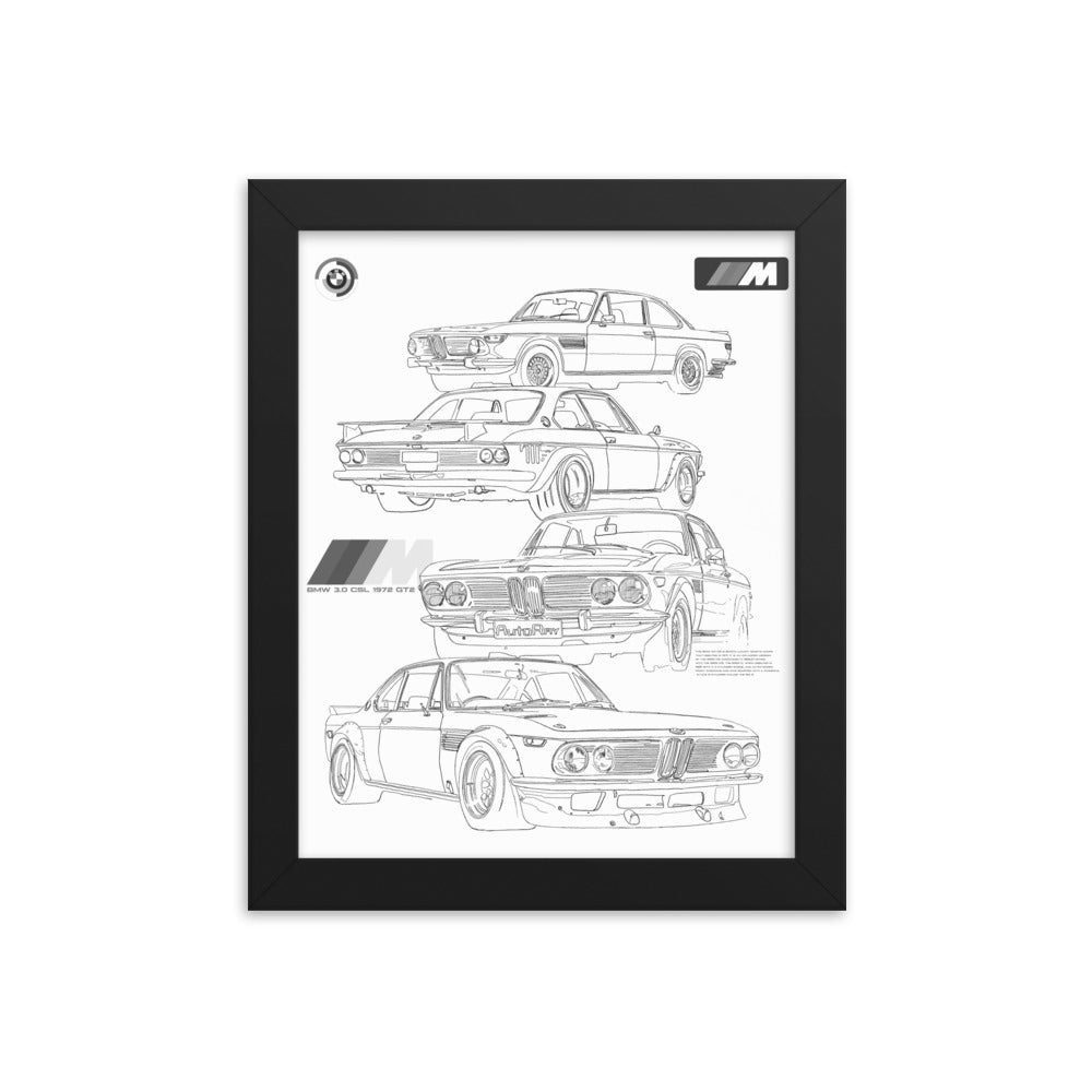 Car illustration BMW Old car Framed poster