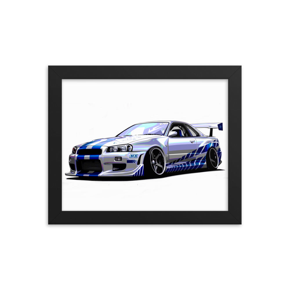 Car illustration [nissan gt-R34] Framed poster