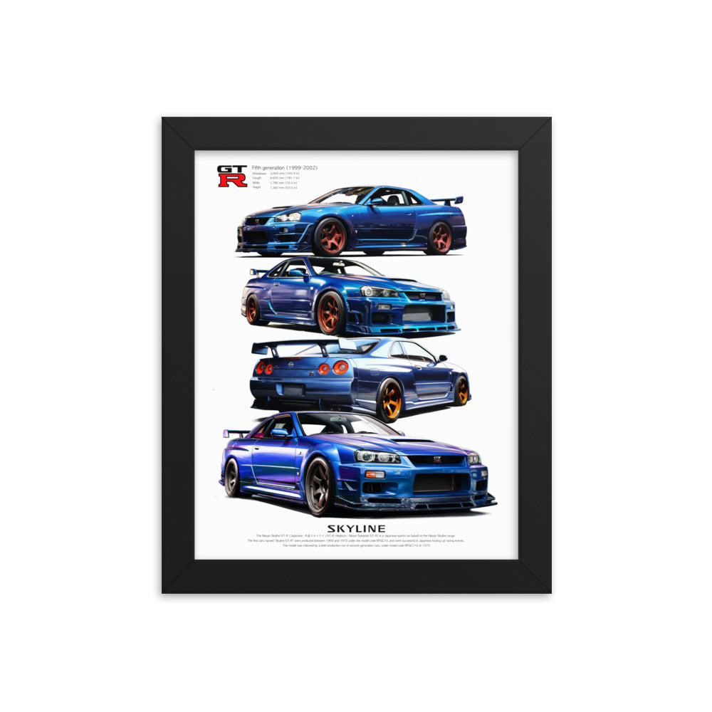 Car illustration [nissan gt-R34] Framed poster