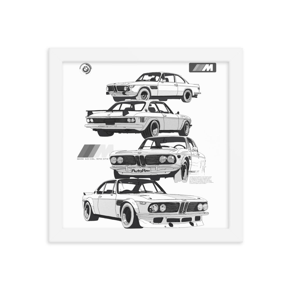 Car illustration bmw Old car Framed poster