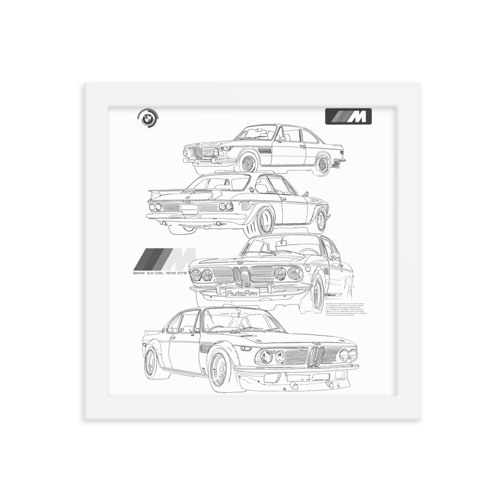 Car illustration BMW Old car Framed poster