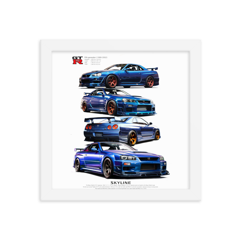 Car illustration [nissan gt-R34] Framed poster