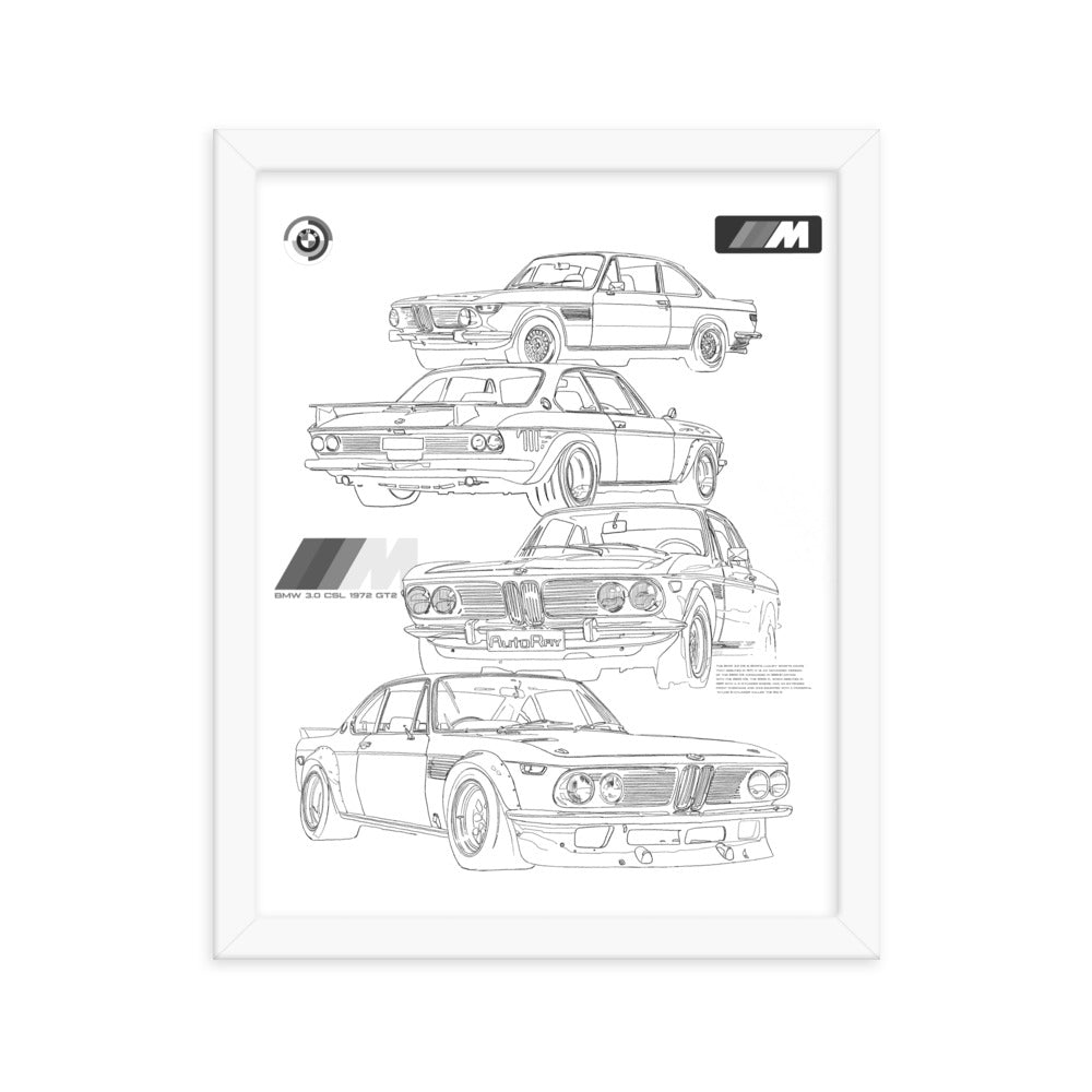 Car illustration BMW Old car Framed poster