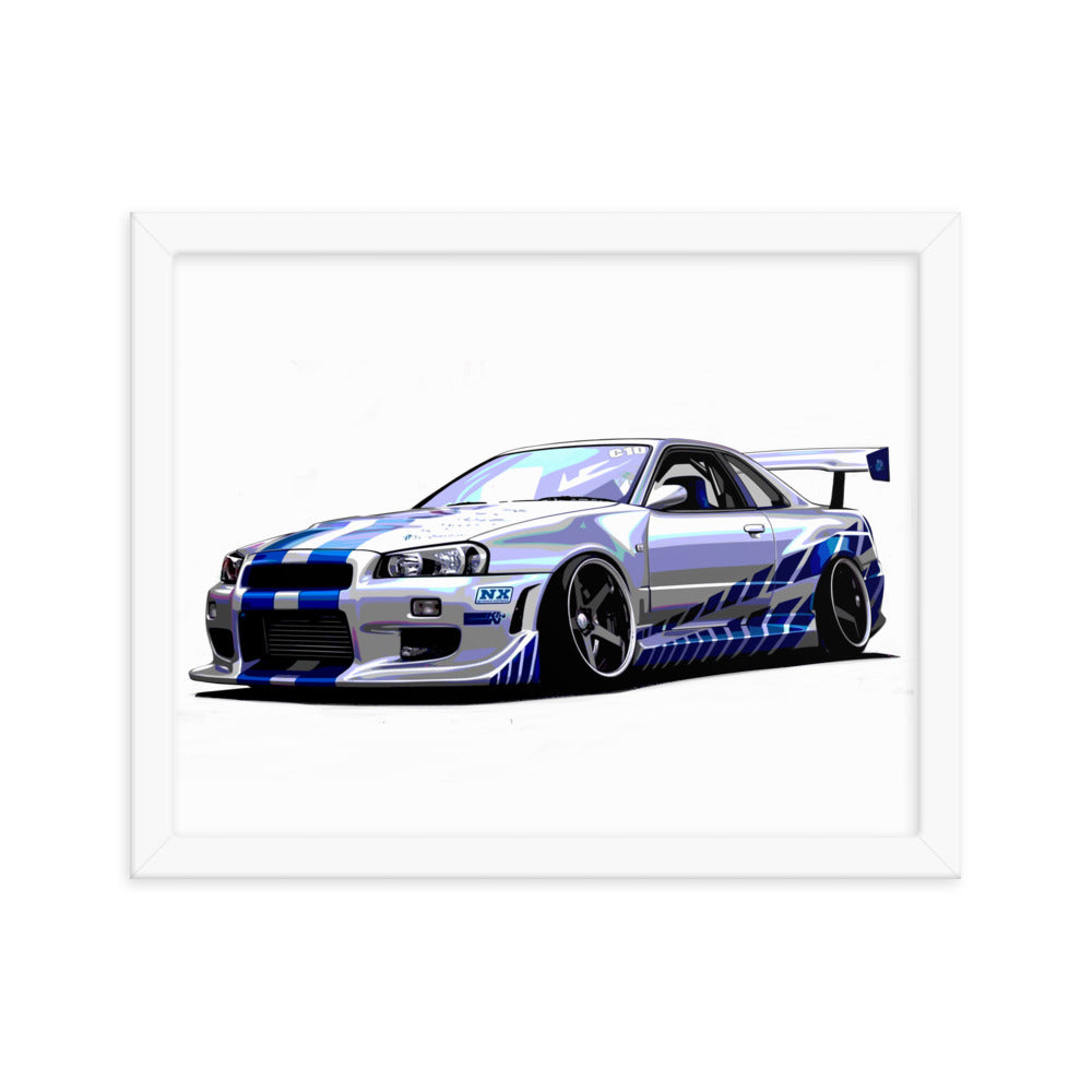 Car illustration [nissan gt-R34] Framed poster