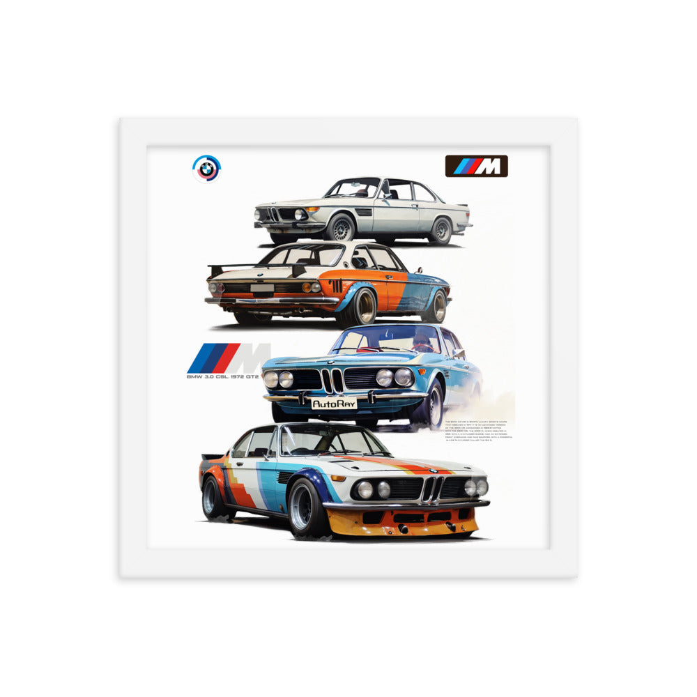 Car illustration BMW Old car Framed poster