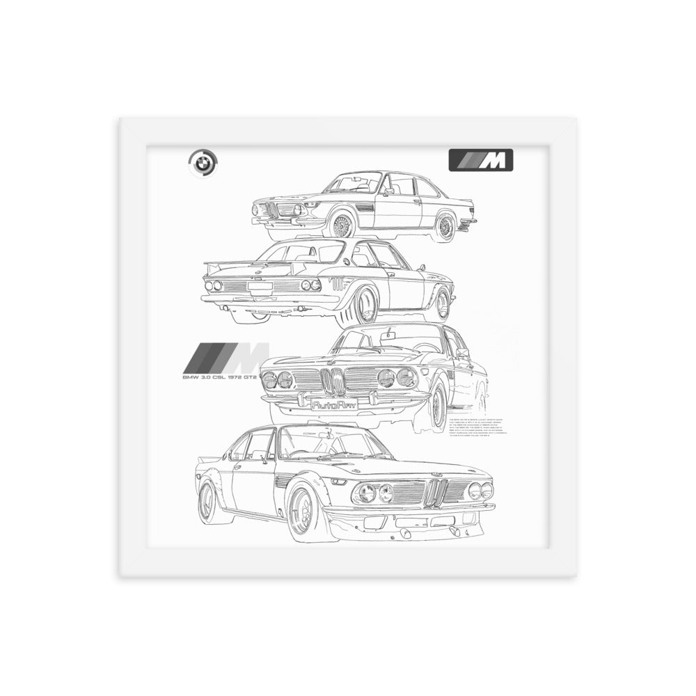 Car illustration BMW Old car Framed poster