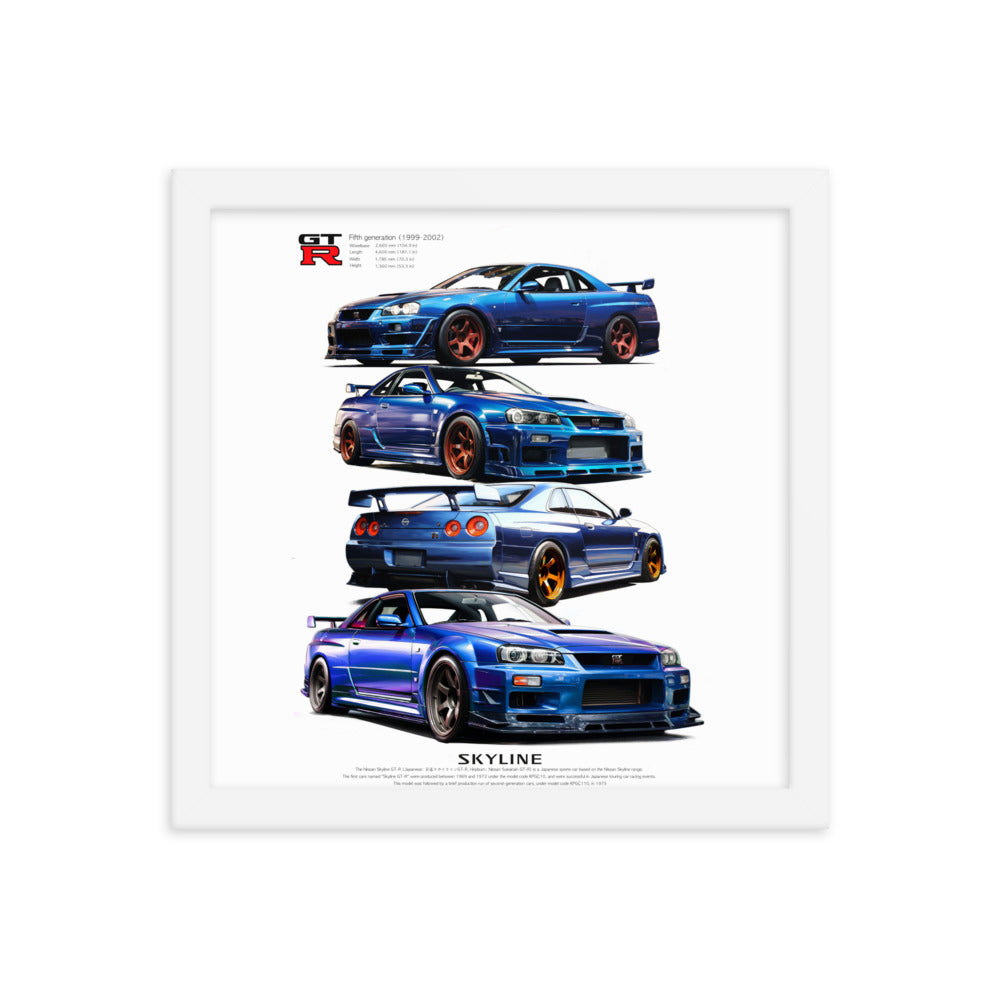 Car illustration [nissan gt-R34] Framed poster