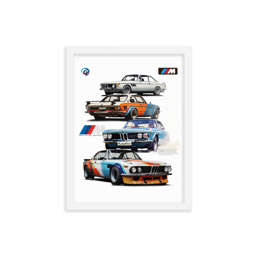 Car illustration BMW Old car Framed poster