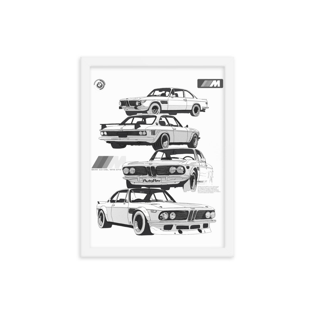 Car illustration bmw Old car Framed poster