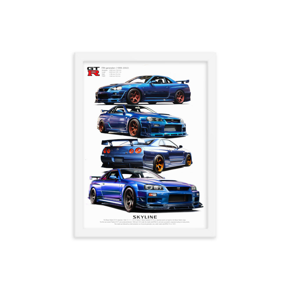 Car illustration [nissan gt-R34] Framed poster