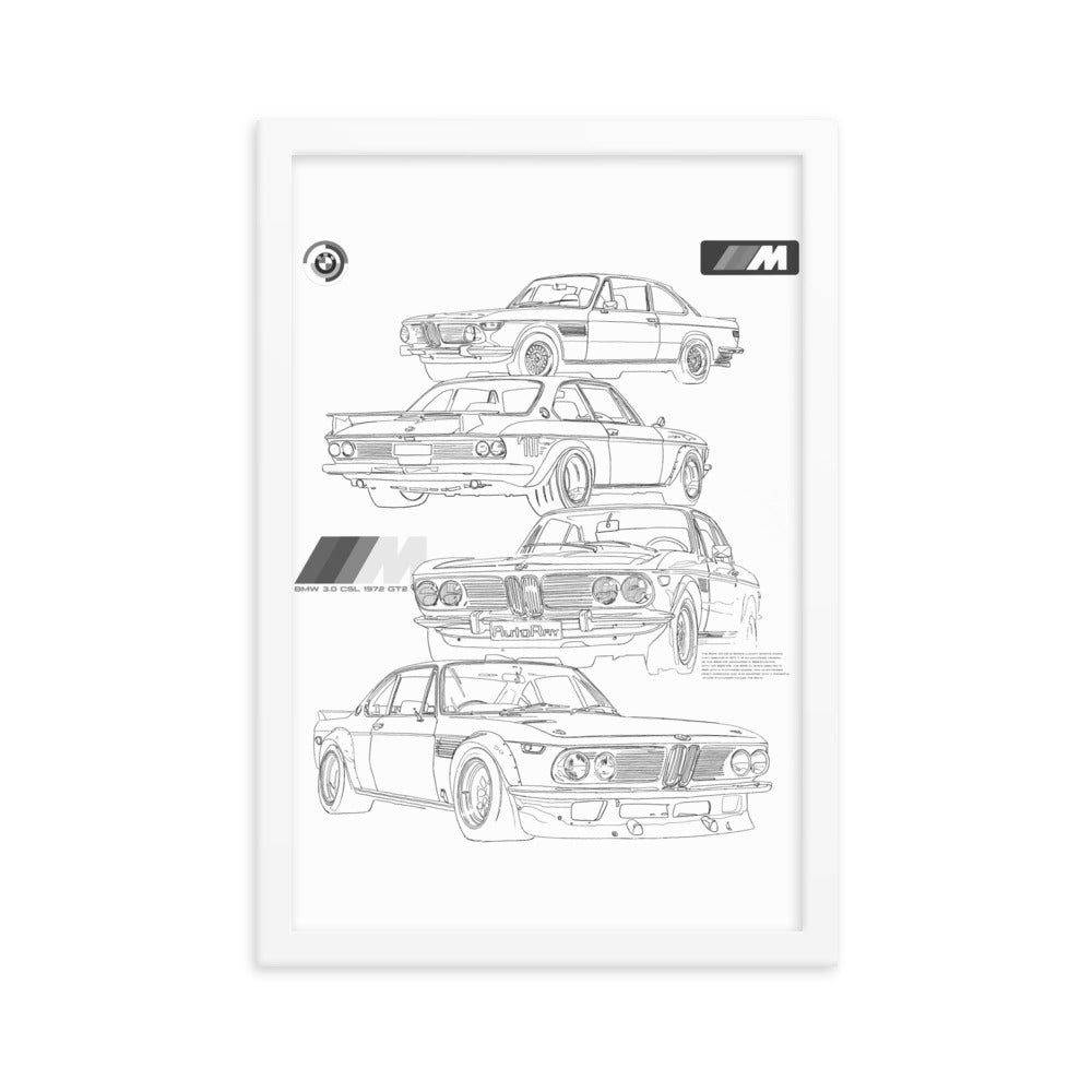 Car illustration BMW Old car Framed poster