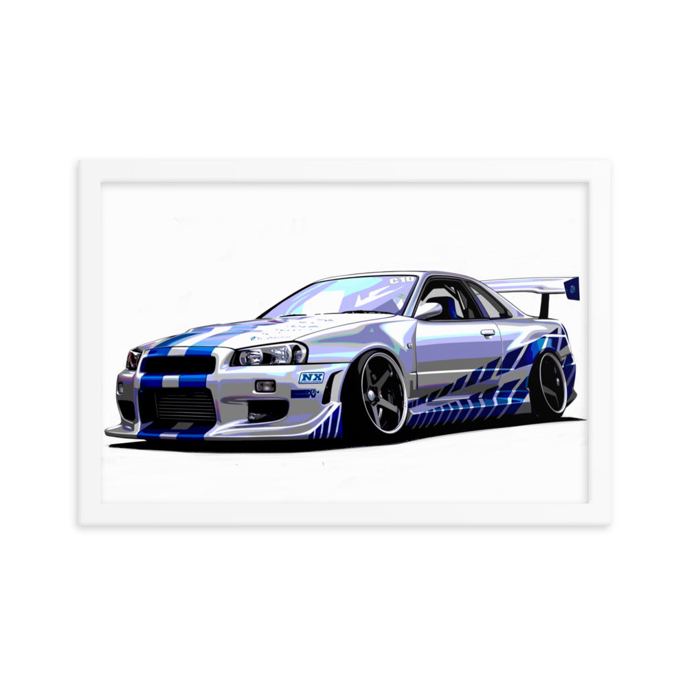 Car illustration [nissan gt-R34] Framed poster