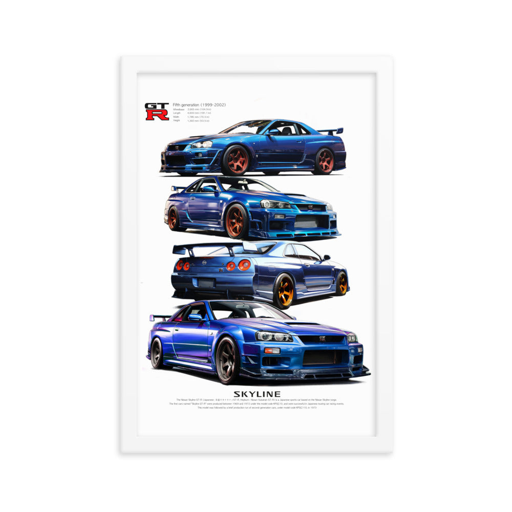 Car illustration [nissan gt-R34] Framed poster