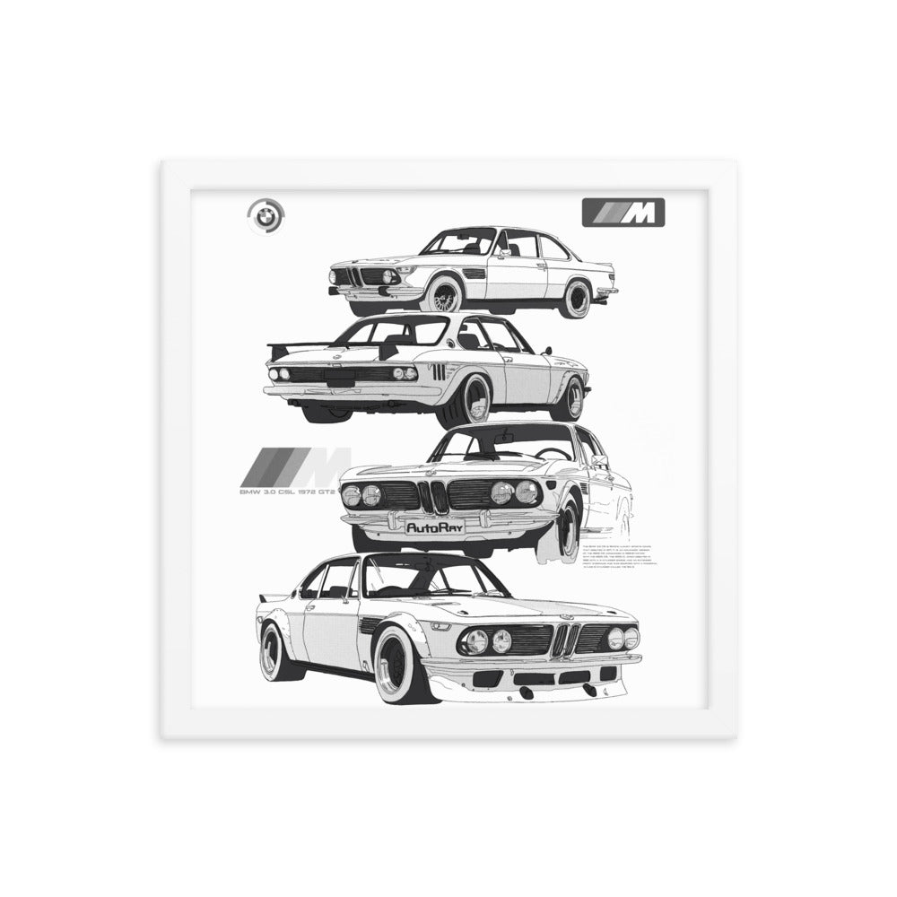 Car illustration bmw Old car Framed poster