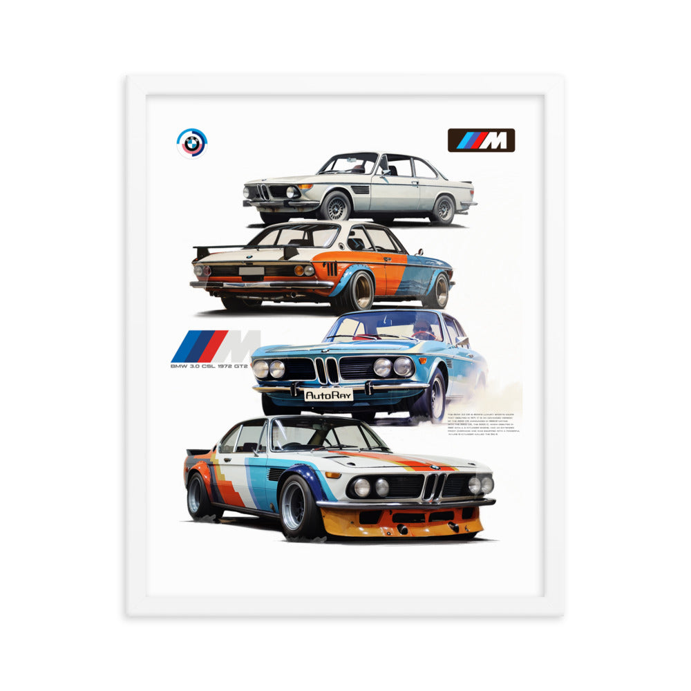 Car illustration BMW Old car Framed poster