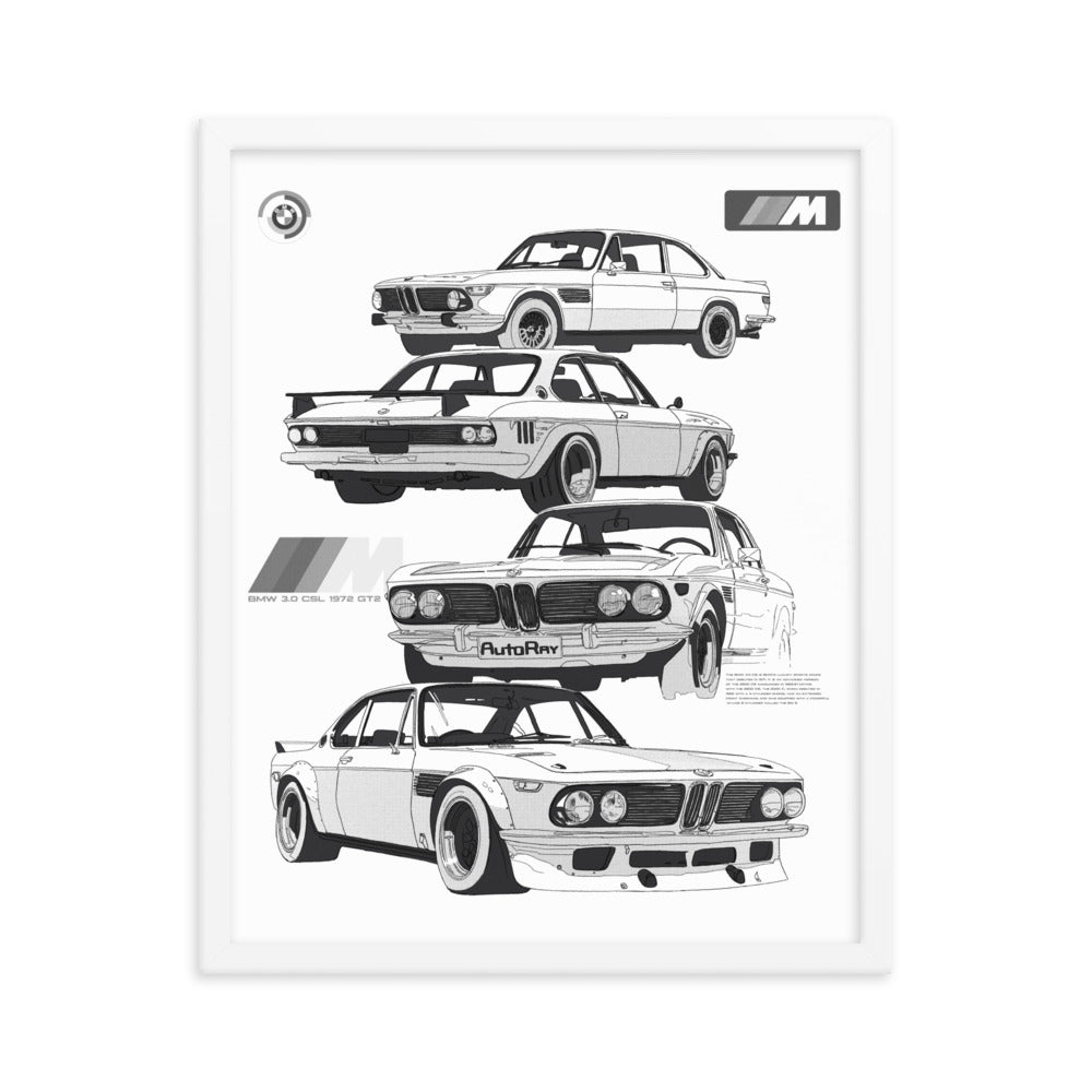 Car illustration bmw Old car Framed poster