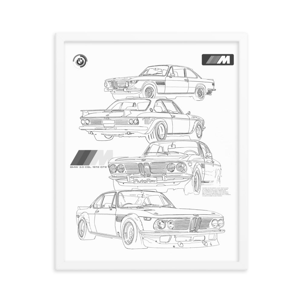 Car illustration BMW Old car Framed poster