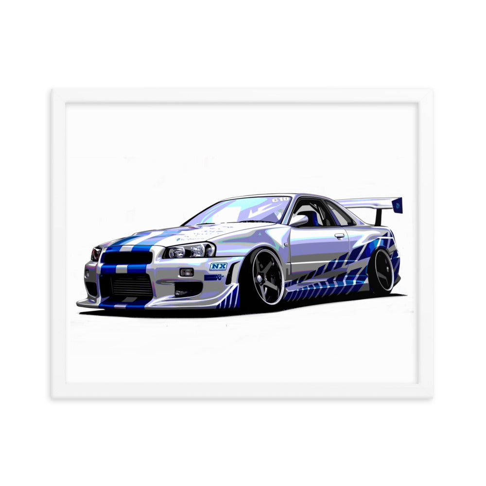 Car illustration [nissan gt-R34] Framed poster