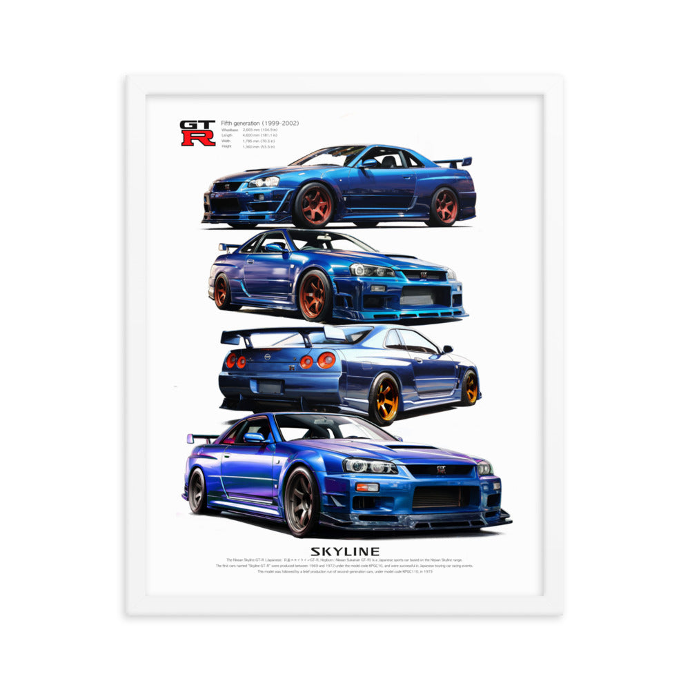 Car illustration [nissan gt-R34] Framed poster