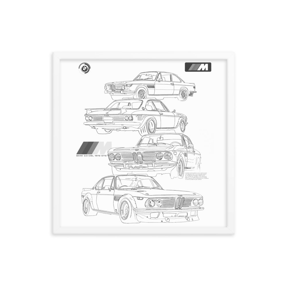 Car illustration BMW Old car Framed poster