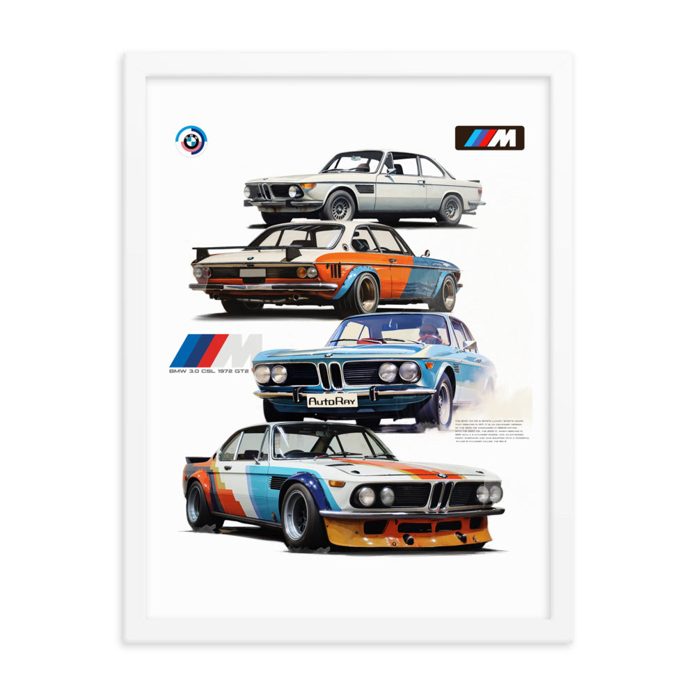 Car illustration BMW Old car Framed poster