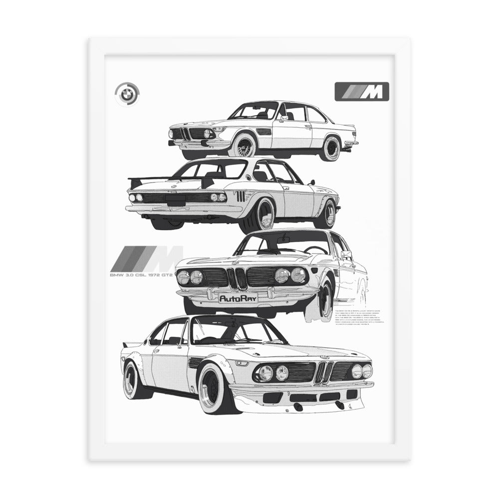 Car illustration bmw Old car Framed poster