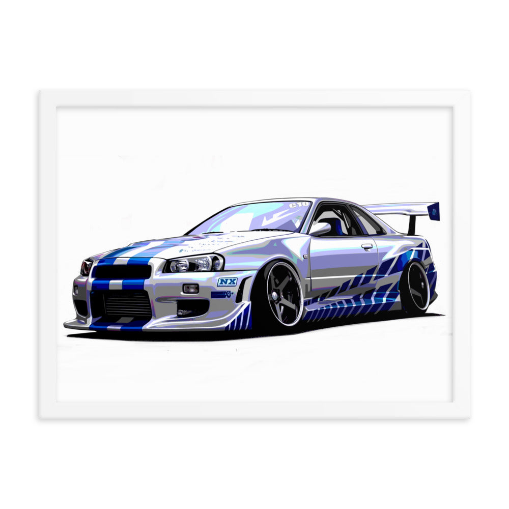 Car illustration [nissan gt-R34] Framed poster