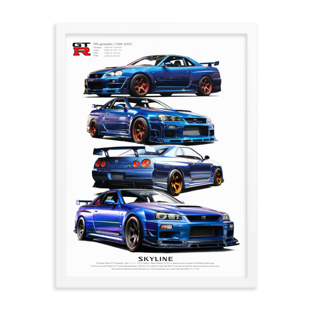 Car illustration [nissan gt-R34] Framed poster