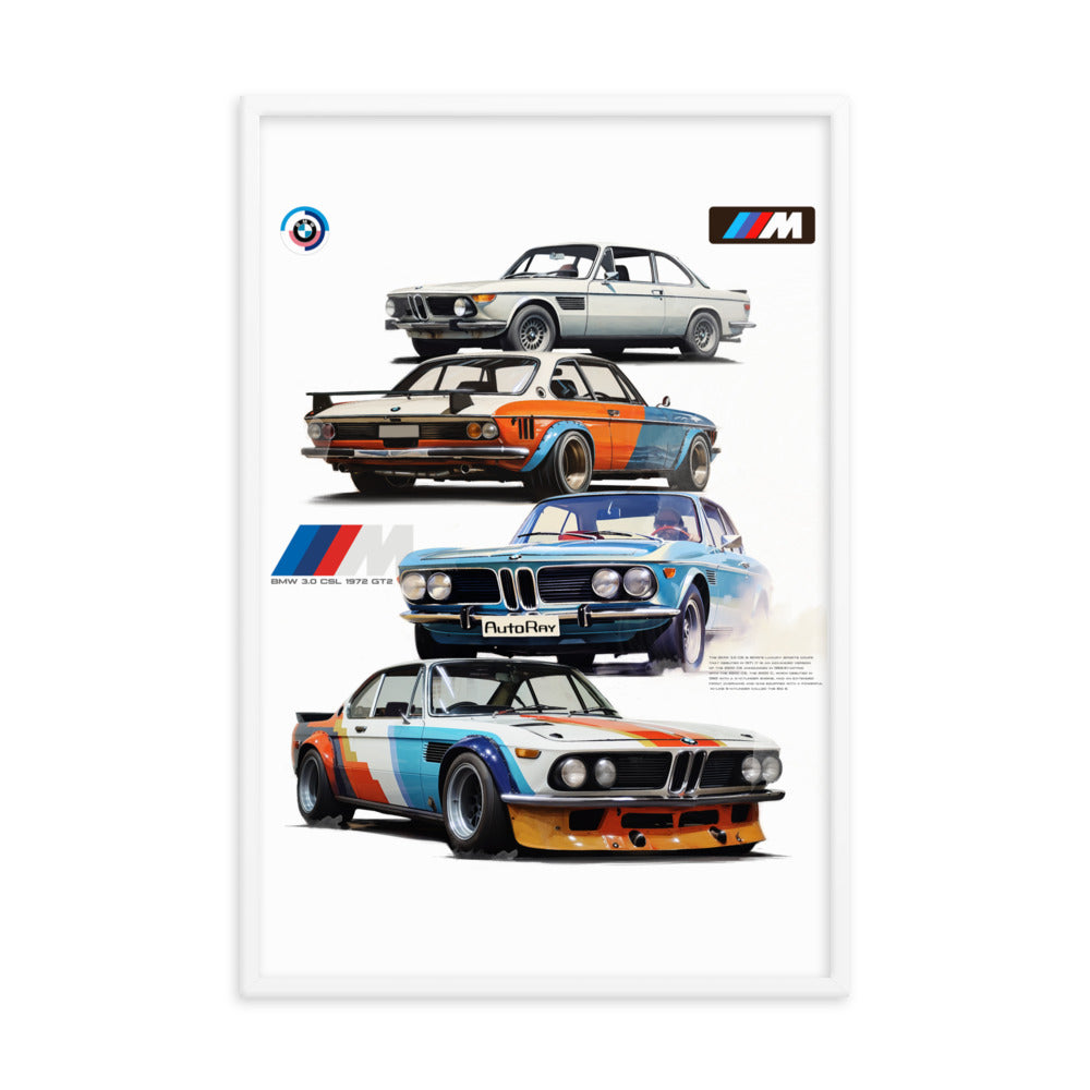 Car illustration BMW Old car Framed poster