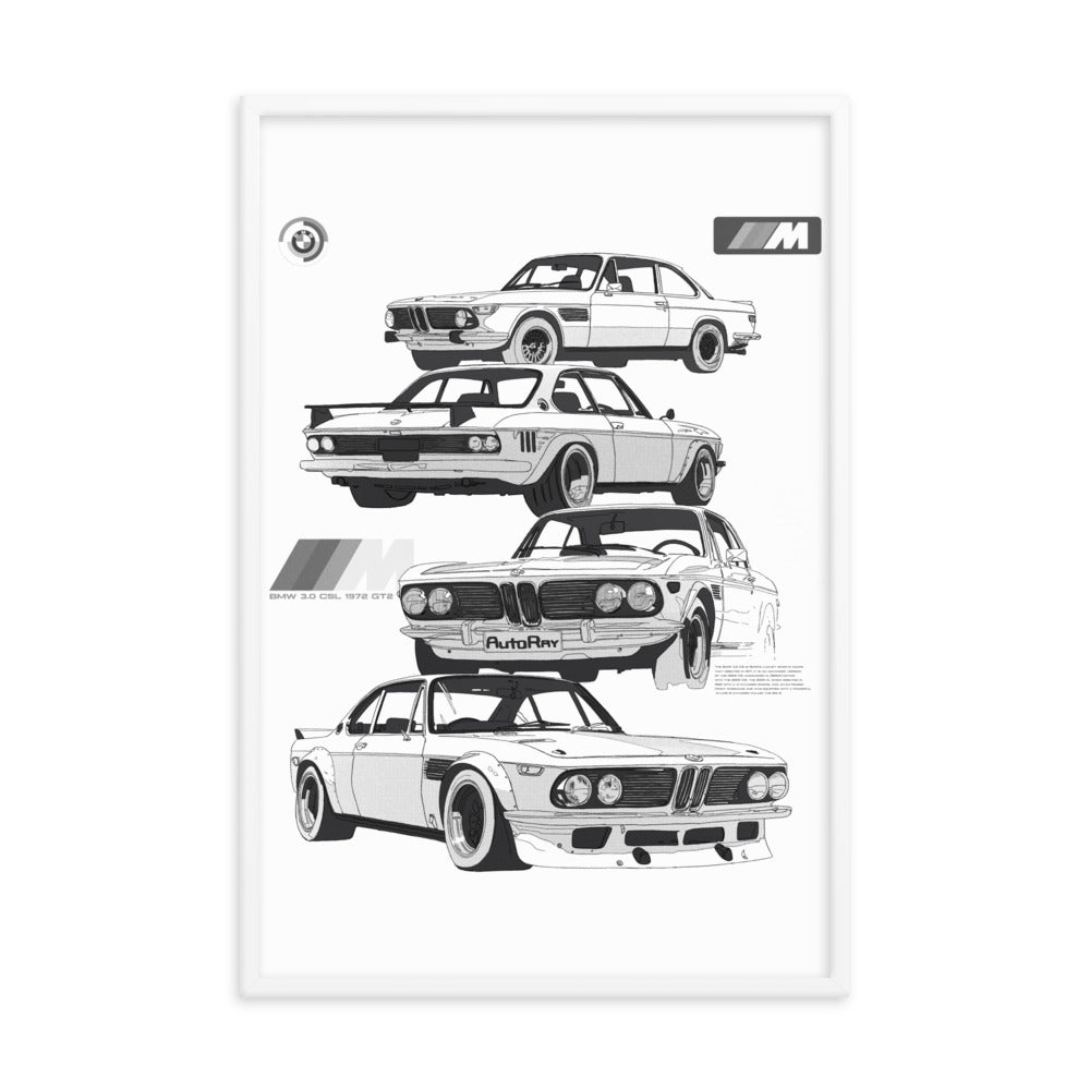 Car illustration bmw Old car Framed poster