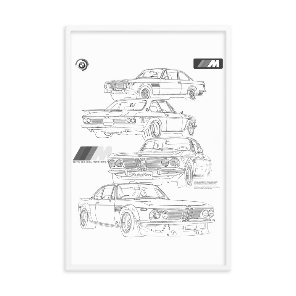 Car illustration BMW Old car Framed poster