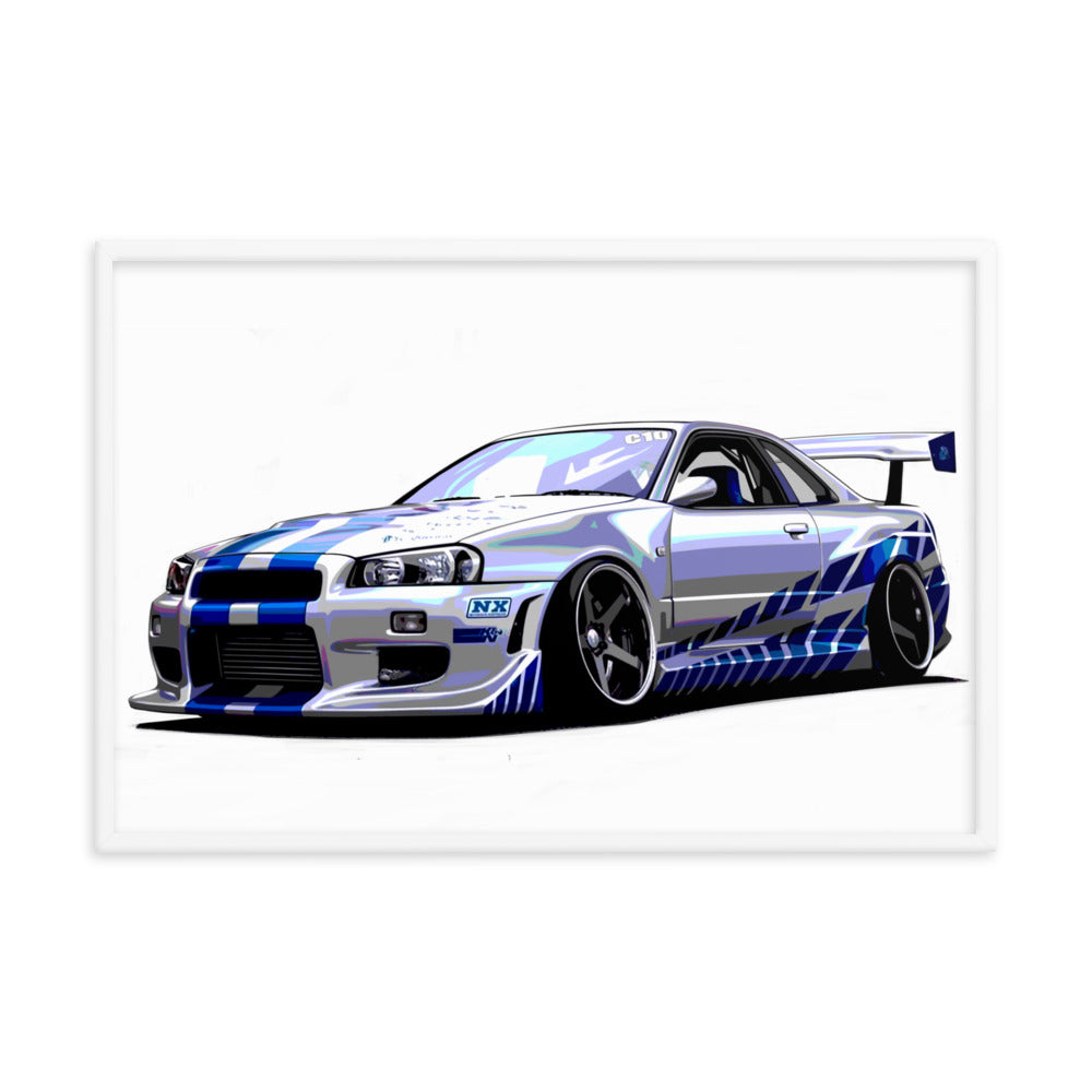 Car illustration [nissan gt-R34] Framed poster