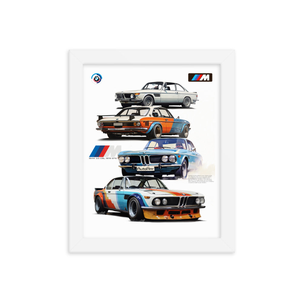 Car illustration BMW Old car Framed poster